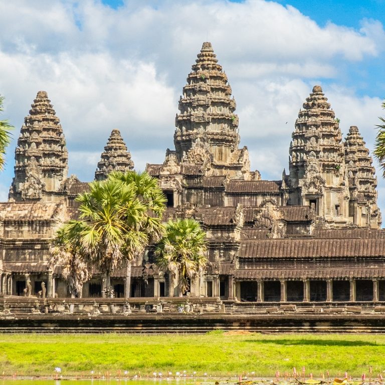 Angkor Wat temple in Cambodia at sunrise